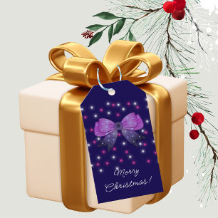 Royal Blue Sparkle Bow Muster Business Packaging Geschenkanhänger