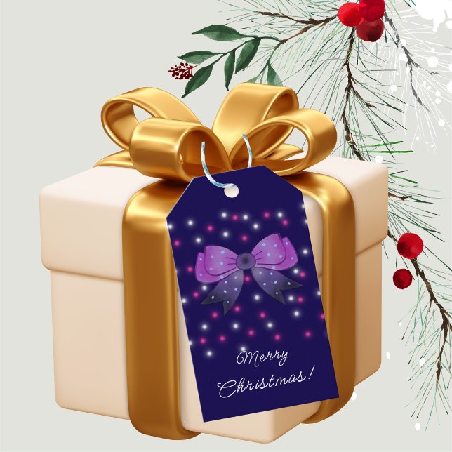Royal Blue Sparkle Bow Muster Business Packaging Geschenkanhänger (Von Creator hochgeladen)