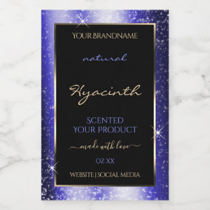 Royal Blue Sparkle Glitzer Frame Produktetikett Lebensmitteletikett