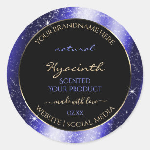 Royal Blue Sparkle Glitzer Frame Produktetikett Runder Aufkleber