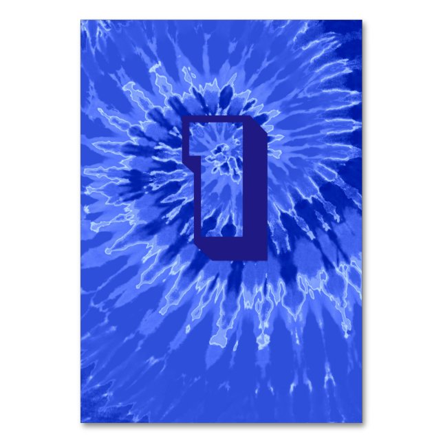 Royal Blue Spiral Gefärbte Krawatte Hochzeitstisch Tischnummer (Vorderseite)