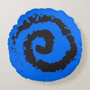 ROYAL BLUE SPIRAL Round Throw Kissen