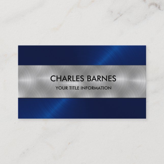 Royal Blue Stainless Steel Business Card Visitenkarte (Vorderseite)