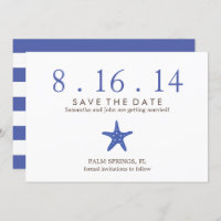 Royal Blue Starfish Wedding Save the Date