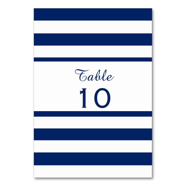 Royal Blue Striping Wedding Tischnummer (Vorderseite)