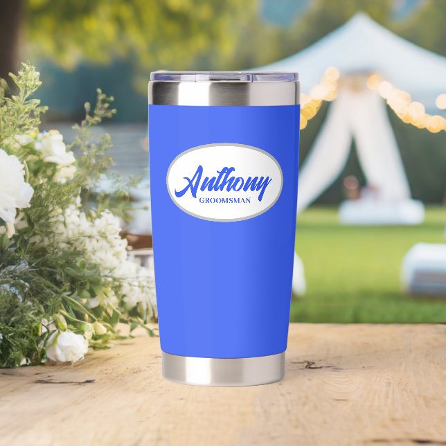 Royal Blue Stylized Wedding Trauzeuge Thermobecher (Hochzeit (gedreht))