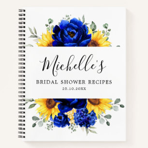 Royal Blue Sunflower Modern Brautparty Rezepte Notizbuch