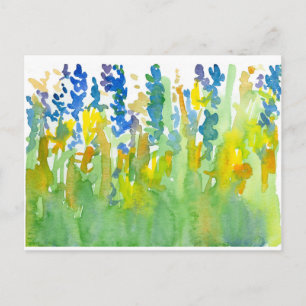 Royal Blue Sunshine Yellow Watercolor Wildblumen Postkarte