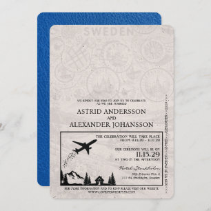 Royal Blue Sweden Passport Hochzeitseinladung Einladung