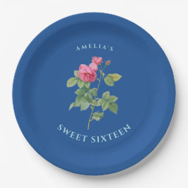 Royal Blue Sweet 16 Floral Pappteller