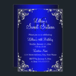 Royal Blue Sweet 16 Silver Pearl Damask Einladung<br><div class="desc">Royal Blue Sweet 16 Geburtstag Einladung. Elegantes Perlendamastdesign. Bitte beachten Sie: Alle flachen Bilder,  Sie haben keine echten Juwelen!</div>