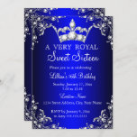 Royal Blue Sweet 16 Silver Pearl Damask Krone Einladung<br><div class="desc">Royal Blue Sweet 16 Krone tiara Geburtstag Einladung. Elegantes Perlendamastdesign. Bitte beachten Sie: Alle flachen Bilder,  Sie haben keine echten Juwelen!</div>