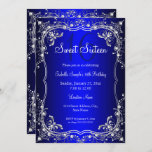 Royal Blue Sweet 16 Silver Pearl Damask Party Einladung<br><div class="desc">Royal Blue Sweet 16 Geburtstag Einladung. Elegantes Perlendamastdesign. Bitte beachten Sie: Alle flachen Bilder,  Sie haben keine echten Juwelen!</div>