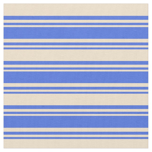 Royal Blue & Tan Striping Muster Stoff (Nahaufnahme)