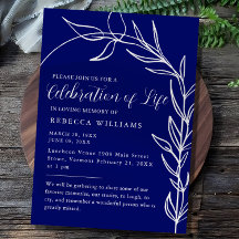 Royal Blue Text Minimal Celebration of Life