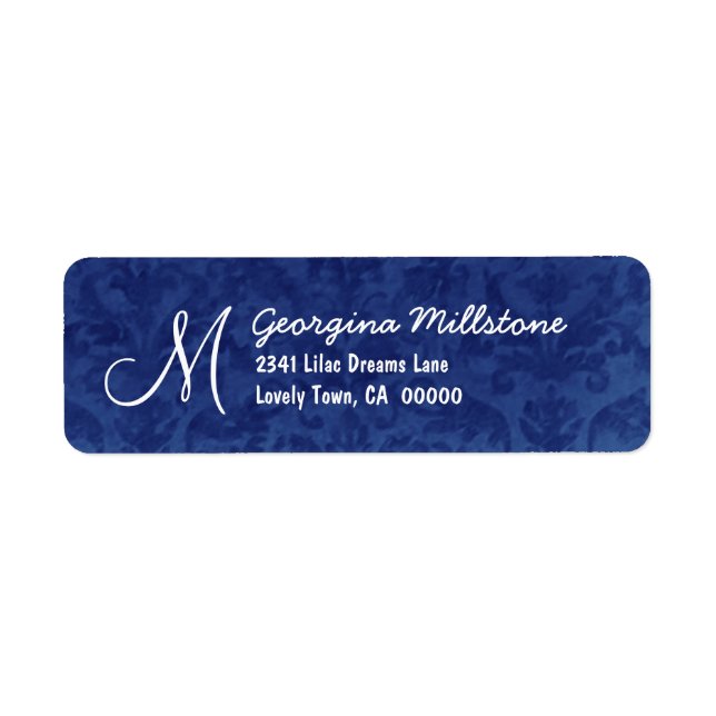 ROYAL BLUE Textiles Monogram M Adressenlabel (Vorne)