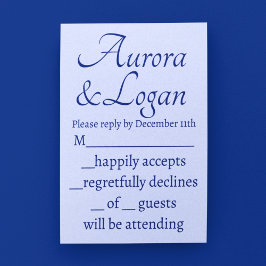Royal Blue Traditional Wedding RSVP Karte