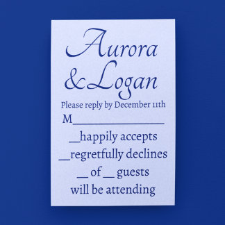 Royal Blue Traditional Wedding RSVP Karte
