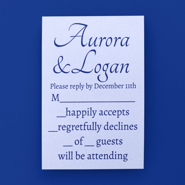 Royal Blue Traditional Wedding RSVP Karte (Von Creator hochgeladen)