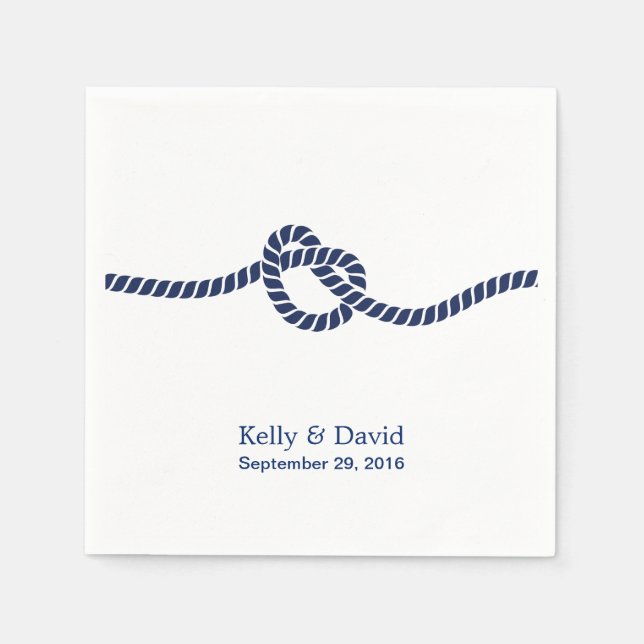 Royal Blue Tying the Knot Wedding Serviette (Vorderseite)