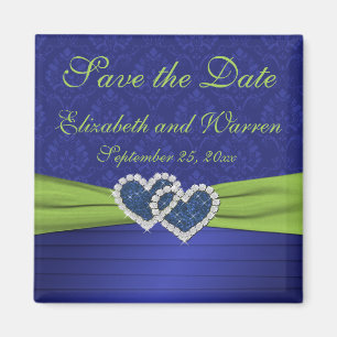 Royal Blue und Chartreuse Damask Magnet