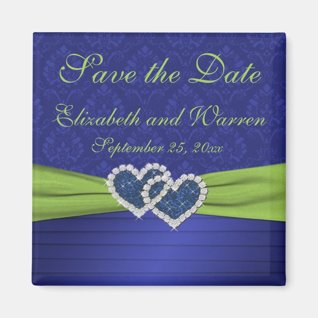 Royal Blue und Chartreuse Damask Magnet (Vorne)