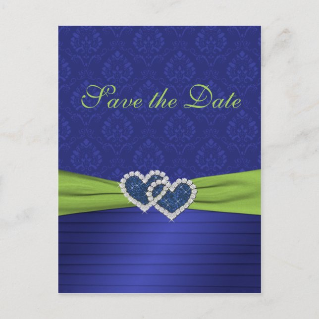 Royal Blue und Chartreuse Save the Date Postcard Ankündigungspostkarte (Vorderseite)