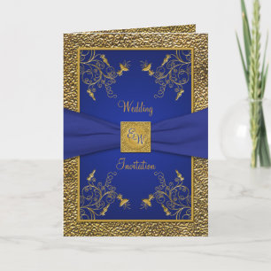 Royal Blue und Gold Card Style Wedding Einladung