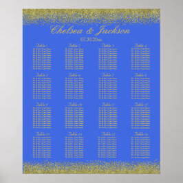 Royal Blue und Gold Confetti - 16 Seating Chart Poster