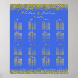 Royal Blue und Gold Confetti - 16 Seating Chart Poster