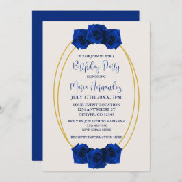 Royal Blue und Gold Geometric Birthday Einladung