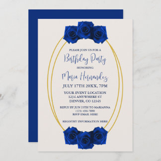 Royal Blue und Gold Geometric Birthday Einladung