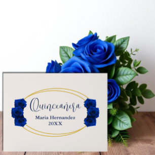 Royal Blue und Gold Geometric Quinceñera Acrylschild