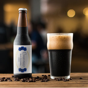 Royal Blue und Gold Geometric Quinceñera Bierflaschenetikett