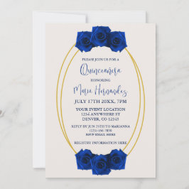 Royal Blue und Gold Geometric Quinceñera Einladung