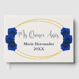 Royal Blue und Gold Geometric Quinceñera Gästebuch
