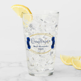 Royal Blue und Gold Geometric Quinceñera Glas