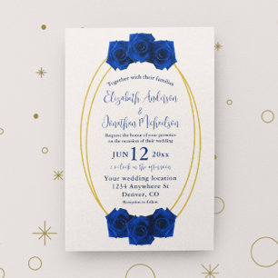 Royal Blue und Gold Geometric Wedding Einladung