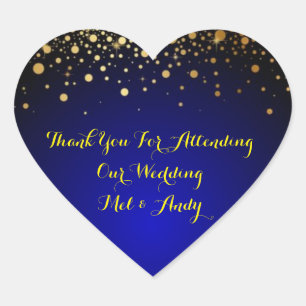 Royal Blue und Gold individuell anpassbare Hochzei Herz-Aufkleber