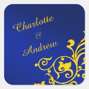 Royal Blue und Gold Personalisiert Quadratischer Aufkleber