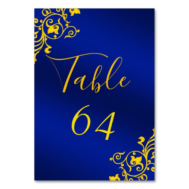 Royal Blue und Gold Tischnummer Cards (Vorderseite)