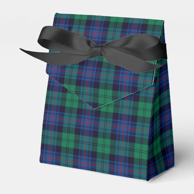 Royal Blue und Green Armstrong Tartan Geschenkschachtel (Vorderseite)