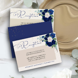 Royal Blue und Ivory Rose Empfang Begleitkarte