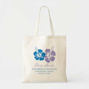 Royal Blue und Lavender Hibiskus Blume   Hochzeit Tragetasche