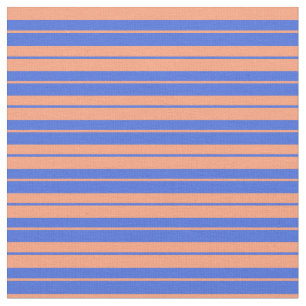 Royal Blue und Light Lachs Lines Stoff