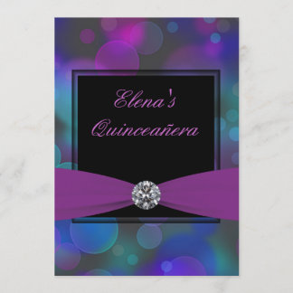 Royal Blue und Lila Quinceanera Einladung