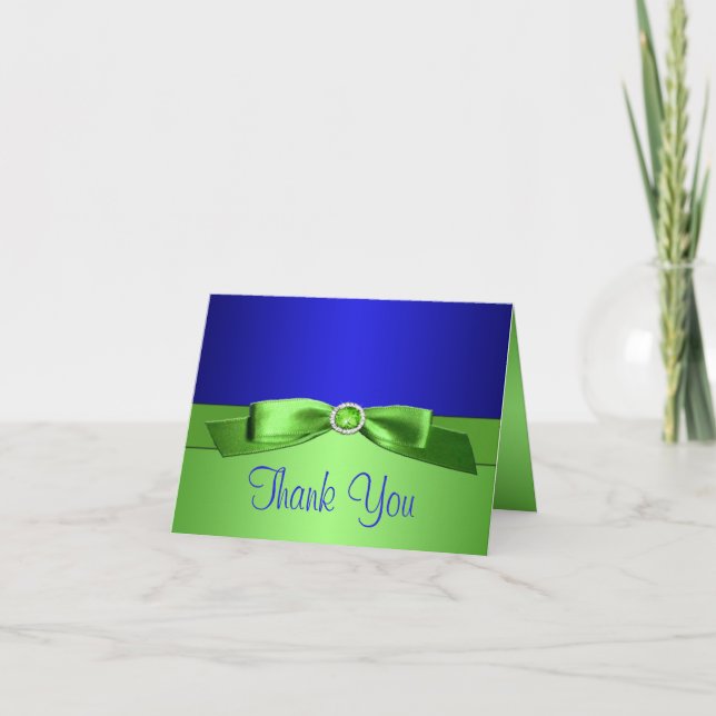 Royal Blue und Lime Green Danke Note Card (Vorderseite)