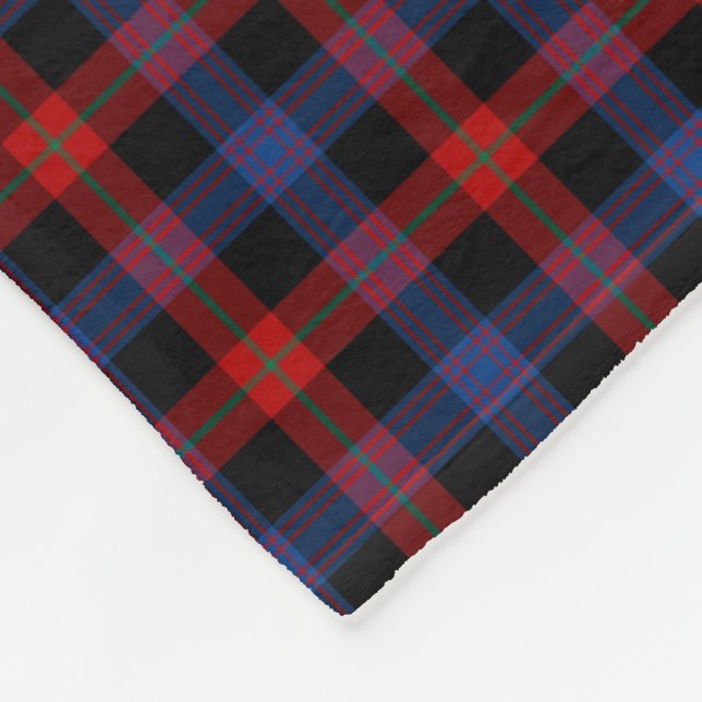 Royal Blue und Red Brown Clan Tartan Fleecedecke (Ecke)