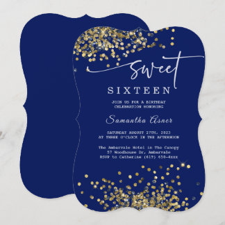 Royal Blue und Silber 16 . Geburtstag Einladung