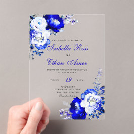 Royal Blue und Silver Acrylic Wedding Acryleinladungen